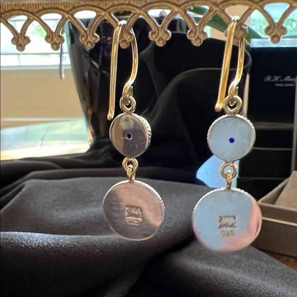 Anna Beck Silver and Blue Disc Earrings - Picture 2 of 6